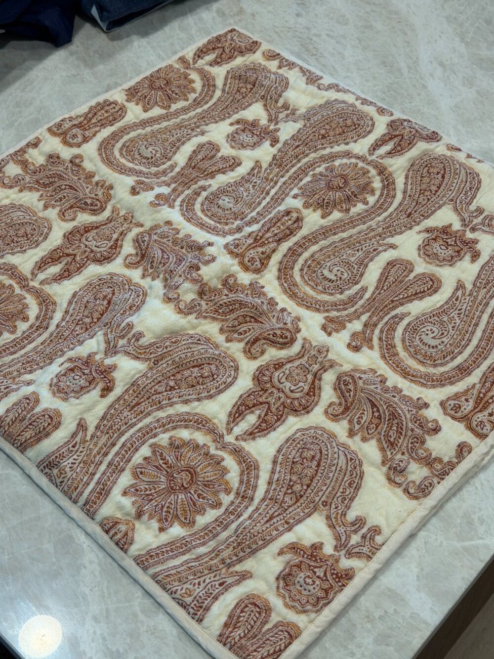 Pottery Barn Wool Cotton Jacquard Quilted Paisley Euro Sham